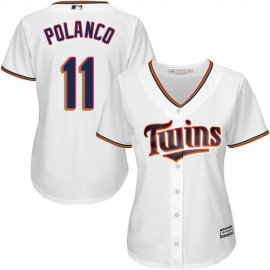 Minnesota Twins #11 Jorge Polanco White Home Womens Stitched MLB Jersey