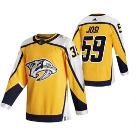 Nashville Predators #59 Roman Josi Yellow Mens Adidas 2020-21 Reverse Retro Alternate NHL Jersey