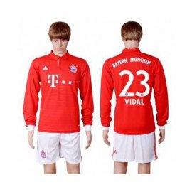 Bayern Munchen #23 Vidal Home Long Sleeves Soccer Club Jersey
