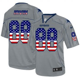 Nike Dallas Cowboys #88 Michael Irvin Grey Mens Stitched NFL Elite USA Flag Fashion Jersey