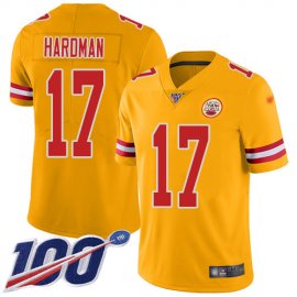 Nike Kansas City Chiefs #17 Mecole Hardman Gold Mens Stitched NFL Limited Inverted Legend 100th Season Jersey