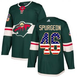Adidas Minnesota Wild #46 Jared Spurgeon Green Home Authentic USA Flag Stitched NHL Jersey