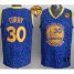 Warriors #30 Stephen Curry Blue Crazy Light The Finals Patch Stitched NBA Jersey