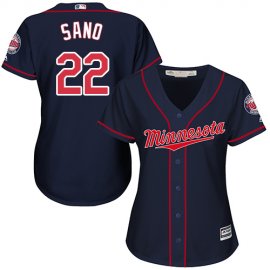 Minnesota Twins #22 Miguel Sano Navy Blue Alternate Womens Stitched MLB Jersey
