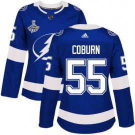 Adidas Tampa Bay Lightning #55 Braydon Coburn Blue Home Authentic Womens 2020 Stanley Cup Champions Stitched NHL Jersey