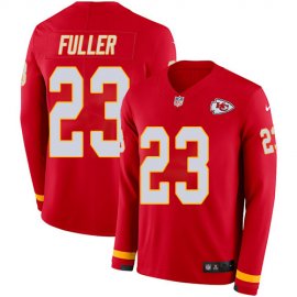Mens Kansas City Chiefs #23 Kendall Fuller Red Team Color Mens Stitched NFL Limited Therma Long Sleeve Jersey
