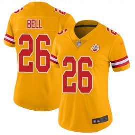 Nike Kansas City Chiefs #26 LeVeon Bell Gold Womens Stitched NFL Limited Inverted Legend Jersey