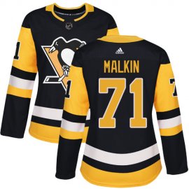 Adidas Pittsburgh Penguins #71 Evgeni Malkin Black Home Authentic Womens Stitched NHL Jersey