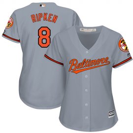 Baltimore Orioles #8 Cal Ripken Grey Road Womens Stitched MLB Jersey