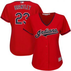 Cleveland Indians #23 Michael Brantley Red Womens Stitched MLB Jersey