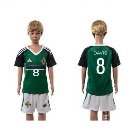 Northern Ireland #8 Davis Green Home Kid Soccer Country Jersey