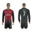 AC Milan #7 Menez Home Long Sleeves Soccer Club Jersey