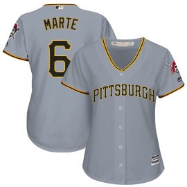 Pittsburgh Pirates #6 Starling Marte Grey Road Womens Stitched MLB Jersey