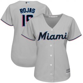 Miami Marlins #19 Miguel Rojas Grey Road Womens Stitched MLB Jersey
