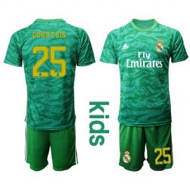 Real Madrid #25 Courtois Green Goalkeeper Kid Soccer Club Jersey