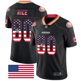 Nike San Francisco 49ers #80 Jerry Rice Black Mens Stitched NFL Limited Rush USA Flag Jersey