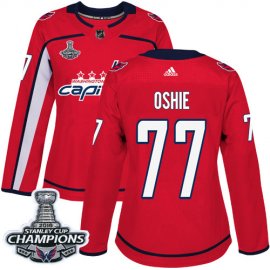 Adidas Washington Capitals #77 T.J Oshie Red Home Authentic Stanley Cup Final Champions Womens Stitched NHL Jersey