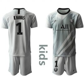 Paris Saint Germain #1 K.Navas Grey Goalkeeper Kid Soccer Club Jersey