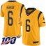 Nike Los Angeles Rams #6 Johnny Hekker Gold Mens Stitched NFL Limited Rush 100th Season Jersey