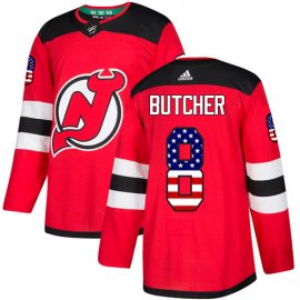 Adidas New Jersey Devils #8 Will Butcher Red Home Authentic USA Flag Stitched Youth NHL Jersey