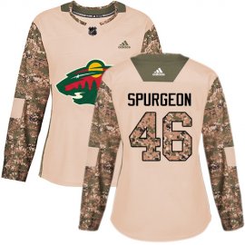 Adidas Minnesota Wild #46 Jared Spurgeon Camo Authentic 2017 Veterans Day Womens Stitched NHL Jersey