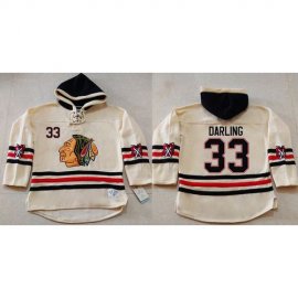 Chicago Blackhawks #33 Scott Darling Cream Heavyweight Pullover Hoodie Stitched NHL Jersey