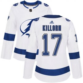 Adidas Tampa Bay Lightning #17 Alex Killorn White Road Authentic Womens Stitched NHL Jersey