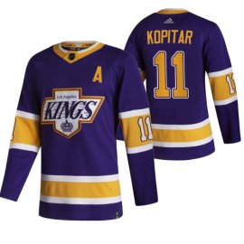 Los Angeles Kings #11 Anze Kopitar Black Mens Adidas 2020-21 Reverse Retro Alternate NHL Jersey
