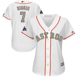 Houston Astros #7 Craig Biggio White 2018 Gold Program Cool Base Womens Stitched MLB Jersey