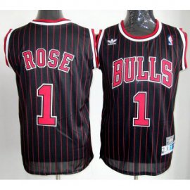 Kids Chicago Bulls 1 Derrick Rose Black Red Strip NBA Jerseys Cheap