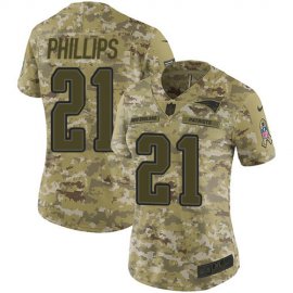 Nike New England Patriots #21 Adrian Phillips Camo Womens Stitched NFL Limited 2018 Salute To Service Jersey