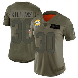 Nike Green Bay Packers #30 Jamaal Williams Camo Womens Stitched NFL Limited 2019 Salute to Service Jersey