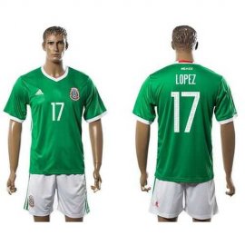 Mexico #17 Lopez Green Home Soccer Country Jersey