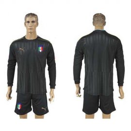Italy Blank Black Long Sleeves Goalkeeper Soccer Country Jersey