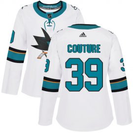 Adidas San Jose Sharks #39 Logan Couture White Road Authentic Womens Stitched NHL Jersey