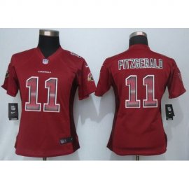 Nike Arizona Cardinals #11 Larry Fitzgerald Red Team Color Womens Stitched NFL Elite Strobe Jersey
