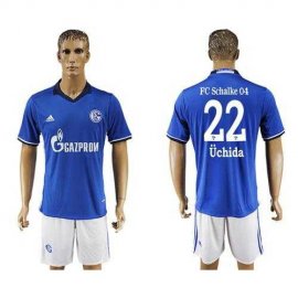 Schalke 04 #22 Uchida Blue Home Soccer Club Jersey