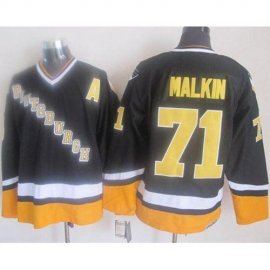 Pittsburgh Penguins #71 Evgeni Malkin Black/Yellow CCM Throwback Stitched NHL Jersey