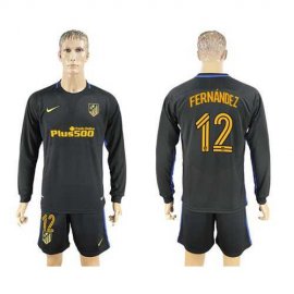 Atletico Madrid #12 Fernandez Away Long Sleeves Soccer Club Jersey