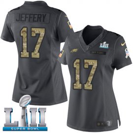 Nike Philadelphia Eagles #17 Alshon Jeffery Black Super Bowl LII Womens Stitched NFL Limited 2016 Salute to Service Jersey