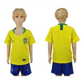 Brazil Blank Home Kid Soccer Country Jersey