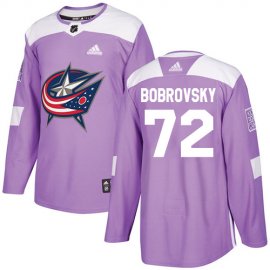 Adidas Columbus Blue Jackets #72 Sergei Bobrovsky Purple Authentic Fights Cancer Stitched NHL Jersey