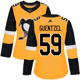 Adidas Pittsburgh Penguins #59 Jake Guentzel Gold Alternate Authentic Womens Stitched NHL Jersey