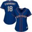 New York Mets #18 Darryl Strawberry Blue(Grey NO.) Alternate Womens Stitched MLB Jersey