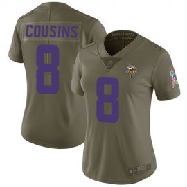Nike Minnesota Vikings #8 Kirk Cousins Olive Womens Stitched NFL Limited 2017 Salute to Service Jersey