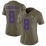 Nike Minnesota Vikings #8 Kirk Cousins Olive Womens Stitched NFL Limited 2017 Salute to Service Jersey
