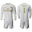 Real Madrid #1 Navas White Home Long Sleeves Soccer Club Jersey