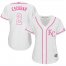 Kansas City Royals #2 Alcides Escobar White/Pink Fashion Womens Stitched MLB Jersey