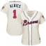 Atlanta Braves #1 Ozzie Albies Cream Alternate Womens Stitched MLB Jersey