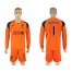 Liverpool #1 Karius Orange Goalkeeper Long Sleeves Soccer Club Jersey
